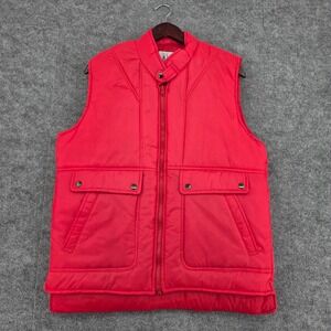 Alpine Ski Mens Red Vintage Puffer Vest Quilted Zip Up Mock Neck Size Medium